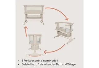 Reisebett JODIE (Set, 3-in-1-Bettchen: Beistellbett, freistehend und Wiege) 3-in-1/6 Höhenstufen/Wiegefunktion/4 Rollen mit Bremse by Lionelo in Beige – product photo 3 of 5
