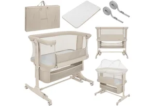 Reisebett JODIE (Set, 3-in-1-Bettchen: Beistellbett, freistehend und Wiege) 3-in-1/6 Höhenstufen/Wiegefunktion/4 Rollen mit Bremse by Lionelo in Beige – product photo 1 of 5