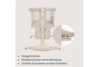 Reisebett JODIE (Set, 3-in-1-Bettchen: Beistellbett, freistehend und Wiege) 3-in-1/6 Höhenstufen/Wiegefunktion/4 Rollen mit Bremse by Lionelo in Beige – product photo 5 of 5