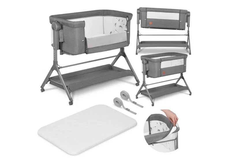 Reisebett LEONIE PLUS (Set, Set) SUPER Babytragetasche, Wiege, freistehendes Babybett van Lionelo in Grey Stone – productfoto
