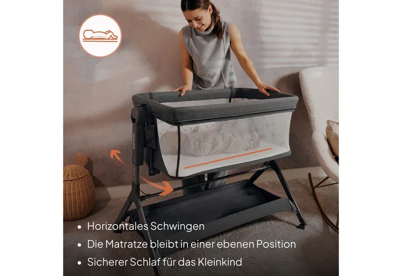 Reisebett LEONIE PLUS (Set, Set) SUPER Babytragetasche, Wiege, freistehendes Babybett by Lionelo in Grey Stone – product photo 3 of 4
