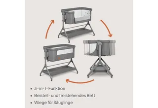 Reisebett LEONIE PLUS (Set, Set) SUPER Babytragetasche, Wiege, freistehendes Babybett by Lionelo in Grey Stone – product photo 4 of 4