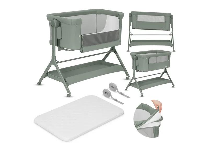 Reisebett LEONIE PLUS (Set, Set) SUPER Babytragetasche, Wiege, freistehendes Babybett by Lionelo in Grün – product photo