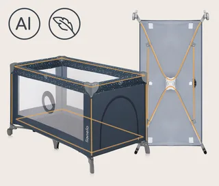 Reisebett STEFI (Set, 2in1 Reisebett und Laufstall) 2in1/LockGuard/Seiteneinstieg/2 Rollen mit Bremsen/Kompakt by Lionelo in Grey – product photo 3 of 5