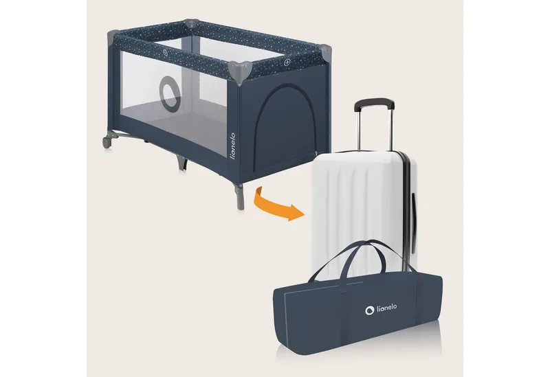 Reisebett STEFI (Set, 2in1 Reisebett und Laufstall) 2in1/LockGuard/Seiteneinstieg/2 Rollen mit Bremsen/Kompakt by Lionelo in Grey – product photo 4 of 5