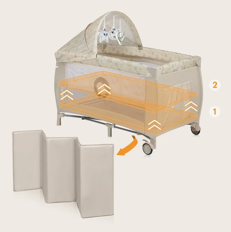 Reisebett Sven Plus 2in1 by Lionelo in Beige, 71 × 86 × 127 mm – product photo 4 of 5