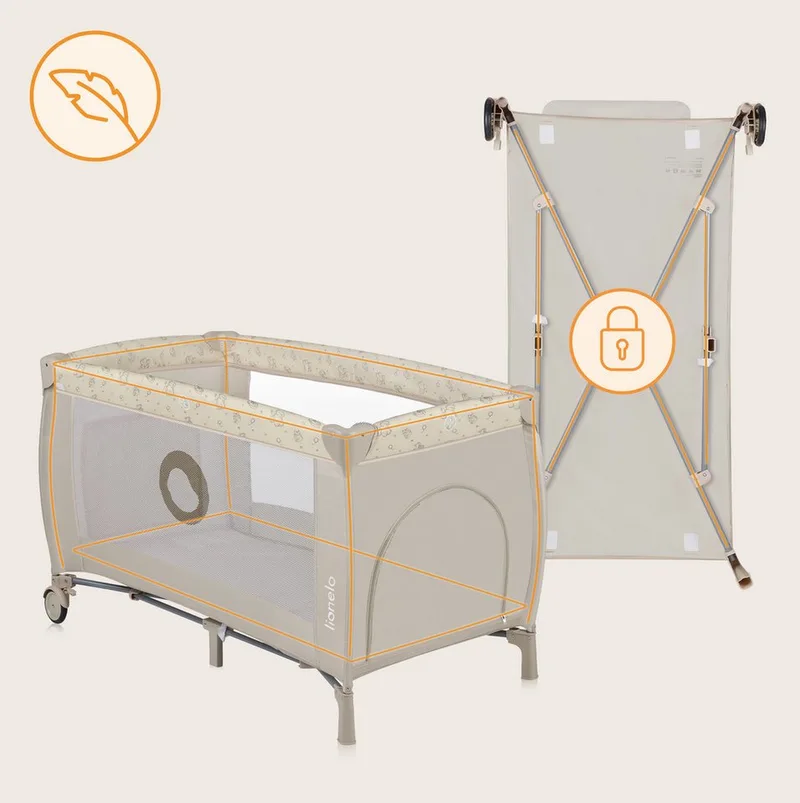 Reisebett Sven Plus 2in1 by Lionelo in Beige, 71 × 86 × 127 mm – product photo 3 of 5
