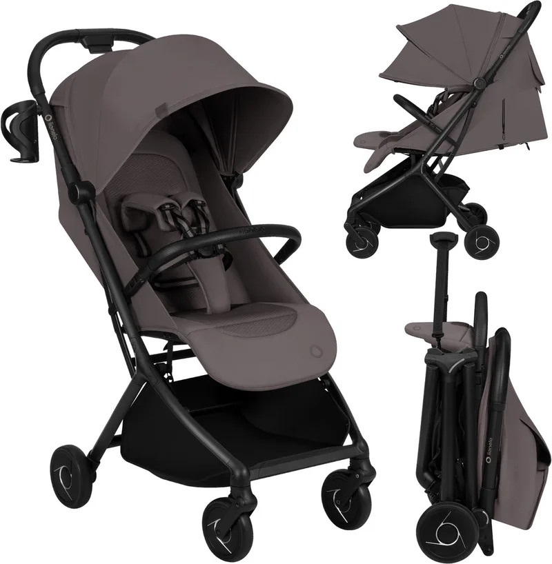 Sia Buggy - Ultralichte Wandelwagen 5,9 kg – Ultracompact 18x51x49 cm – Eénhandbediening – Click&Ride Rem – inGrip Harnassysteem – Dri-Seat – Inclusief Muskietennet & Draagriem van Lionelo in Beige – productfoto
