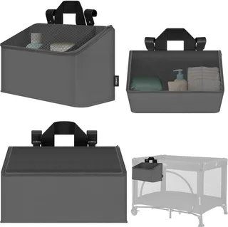 Sidepocket Medium – Bedside Pocket Wiegorganizer 43×15×23 cm – 3 ritsvakken & handvat – Voor reisbed, co-sleeper & box – Verstevigd, multifunctioneel & afneembaar von Lionelo in Grau – Produktfoto 1 von 5
