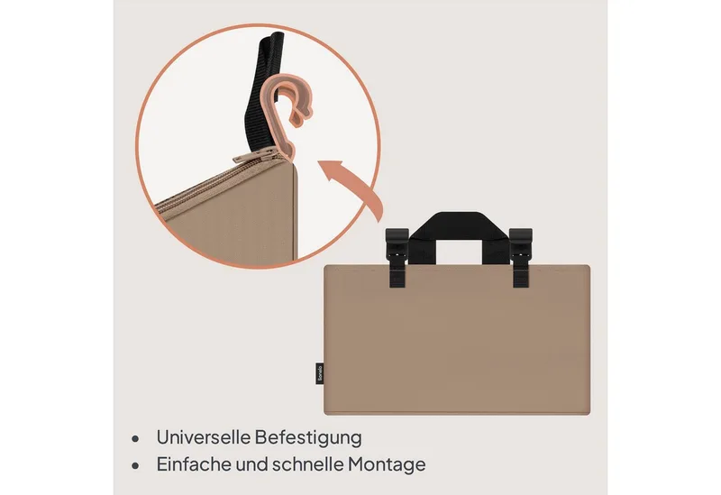 Sidepocket Medium – Bedside Pocket Wiegorganizer 43×15×23 cm – 3 ritsvakken & handvat – Voor reisbed, co-sleeper & box – Verstevigd, multifunctioneel & afneembaar by Lionelo in Beige – product photo 4 of 5