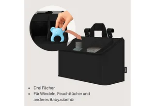 Sidepocket Medium – Bedside Pocket Wiegorganizer 43×15×23 cm – 3 ritsvakken & handvat – Voor reisbed, co-sleeper & box – Verstevigd, multifunctioneel & afneembaar by Lionelo in Black – product photo 2 of 5