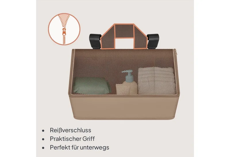 Sidepocket Medium – Bedside Pocket Wiegorganizer 43×15×23 cm – 3 ritsvakken & handvat – Voor reisbed, co-sleeper & box – Verstevigd, multifunctioneel & afneembaar by Lionelo in Beige – product photo 5 of 5