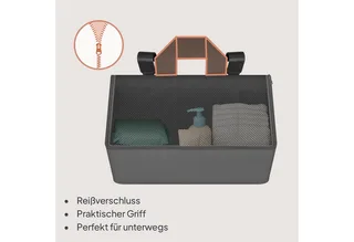 Sidepocket Medium – Bedside Pocket Wiegorganizer 43×15×23 cm – 3 ritsvakken & handvat – Voor reisbed, co-sleeper & box – Verstevigd, multifunctioneel & afneembaar von Lionelo in Grau – Produktfoto 5 von 5