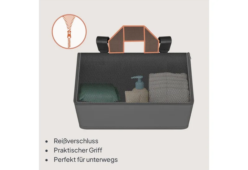 Sidepocket Medium – Bedside Pocket Wiegorganizer 43×15×23 cm – 3 ritsvakken & handvat – Voor reisbed, co-sleeper & box – Verstevigd, multifunctioneel & afneembaar von Lionelo in Grau – Produktfoto 5 von 5