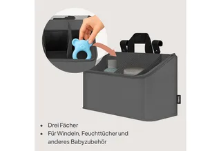 Sidepocket Medium – Bedside Pocket Wiegorganizer 43×15×23 cm – 3 ritsvakken & handvat – Voor reisbed, co-sleeper & box – Verstevigd, multifunctioneel & afneembaar von Lionelo in Grau – Produktfoto 2 von 5
