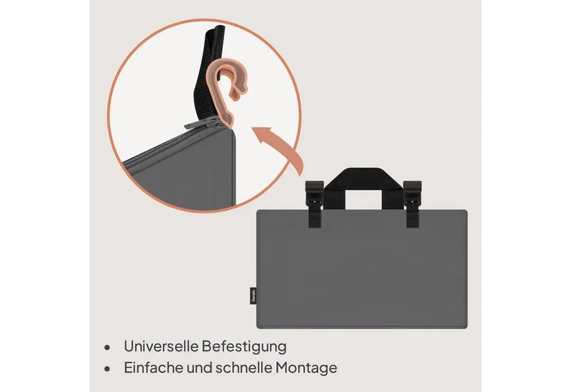 Sidepocket Medium – Bedside Pocket Wiegorganizer 43×15×23 cm – 3 ritsvakken & handvat – Voor reisbed, co-sleeper & box – Verstevigd, multifunctioneel & afneembaar von Lionelo in Grau – Produktfoto 4 von 5