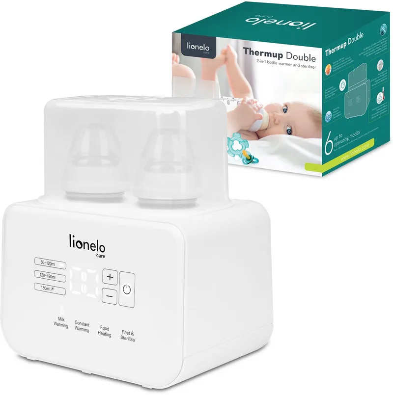 Thermup Dubbele 6-in-1 Flessenwarmer – Voor 2 Flessen – Snel Opwarmen in 3 Min – Sterilisator & Ontdooier – Temperatuurbehoud tot 24u – BPA-vrij & Veilig fra Lionelo i Dubbele 1.0 – produktbillede