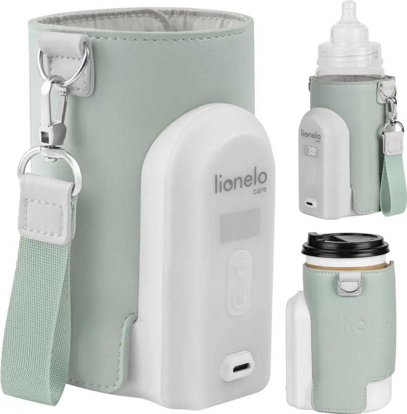Thermup Go Evo Flessenwarmer - Mobiel - 5 Temperatuurniveaus - USB-C Opladen - Tot 9 Uur Warmte - Geschikt voor Glas en Plastic by Lionelo in Groen – product photo