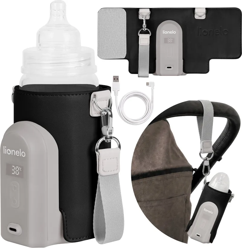 Thermup Go Evo Flessenwarmer - Mobiel - 5 Temperatuurniveaus - USB-C Opladen - Tot 9 Uur Warmte - Geschikt voor Glas en Plastic från Lionelo i Zwart – produktbild