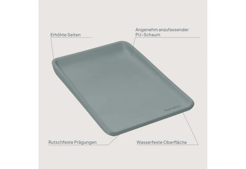 Wickelauflage MEGS, PU-Schaum/weiche Ränder/Antirutsch/Oberfläche wasserfest by Lionelo in Grey – product photo 2 of 4