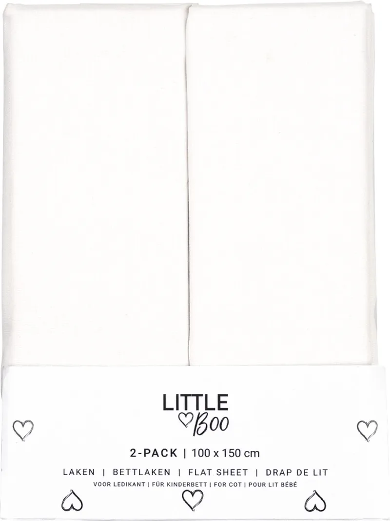 Laken - Ledikant - Uni - 2-pack - 100x150 by Little Boo in White – product photo