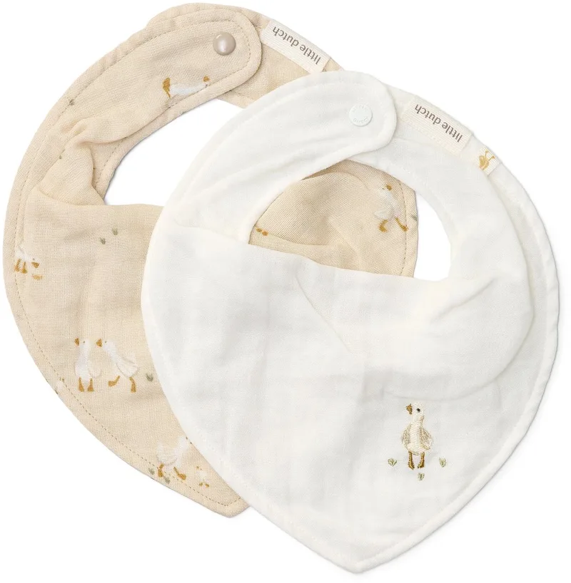 2-pack bandana slab - Newborn Naturals - Little Goose by Little Dutch in White – product photo