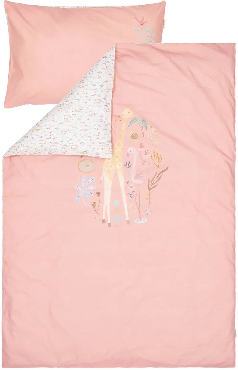 Blooming Safari Dekbedovertrek - 140 x 200 cm van Little Dutch in Roze – productfoto 1 van 4