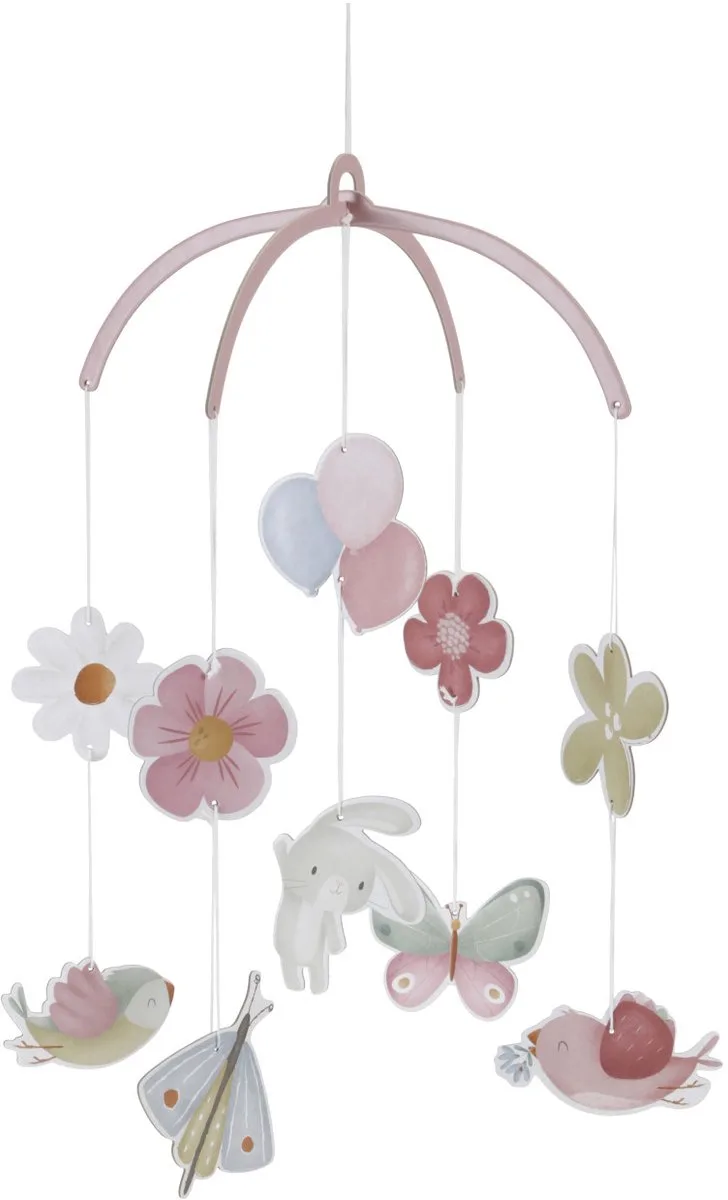 Flowers & Butterflies Kartonnen Mobiel van Little Dutch in Roze – productfoto