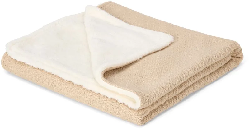 Gebreid wiegdeken - Fleece - Essentials de Little Dutch en Beige – photo produit