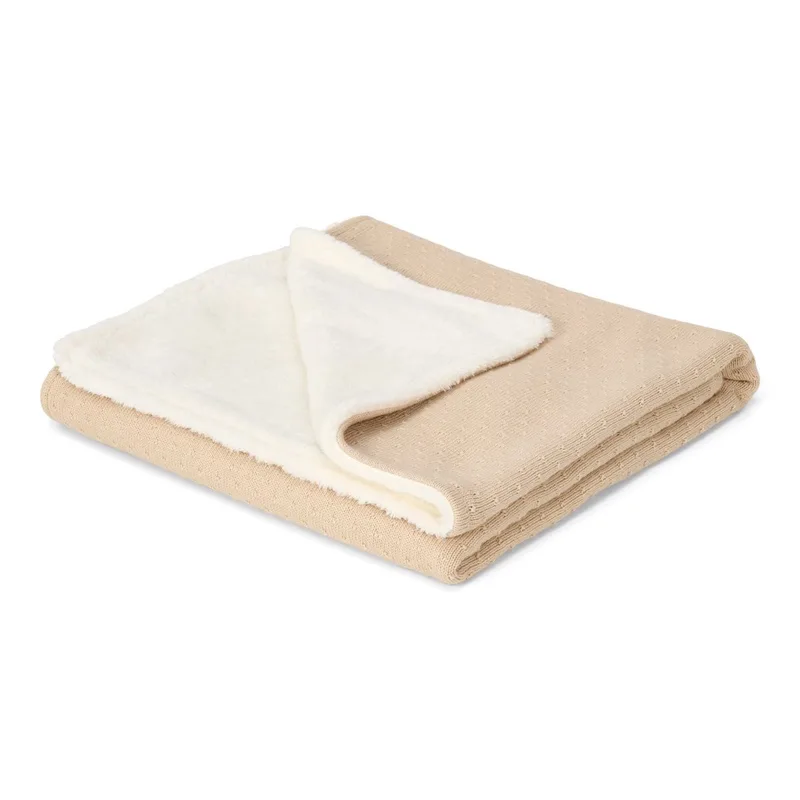 Gebreid wiegdeken - Fleece - Essentials de Little Dutch en Beige – photo produit 2 sur 4