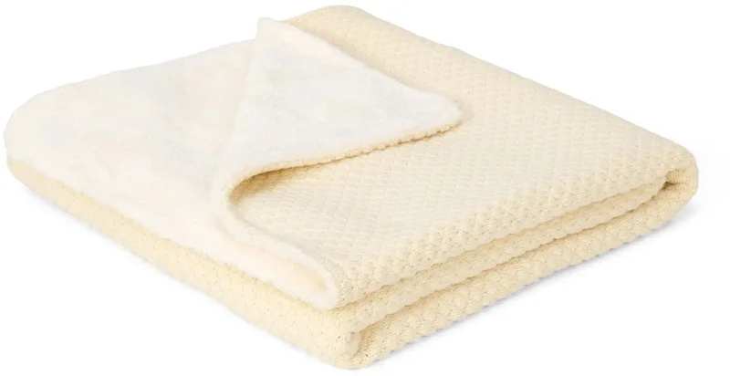 Gebreid wiegdeken - Fleece - Essentials by Little Dutch in White – product photo