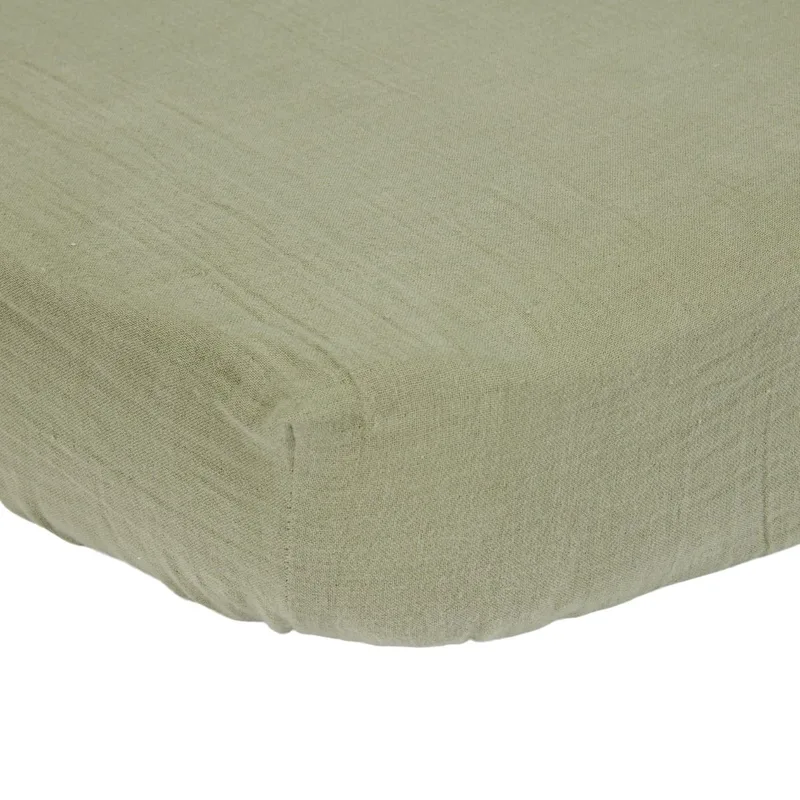 Hoeslaken Ledikant Little Dutch Muslin Olive 60x120 de Little Dutch – photo produit 2 sur 2
