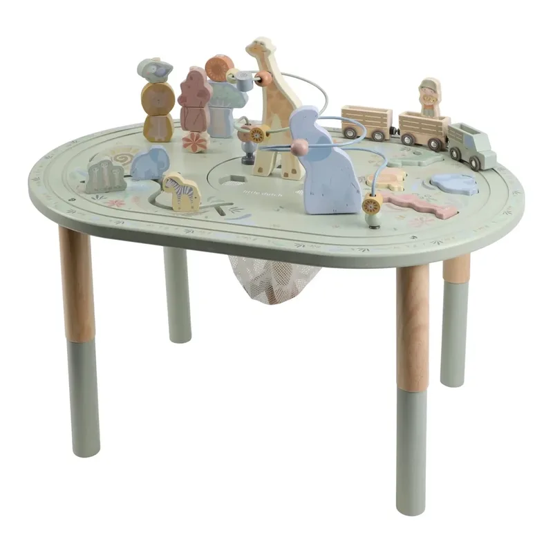Houten Activiteitentafel XL - Safari Friends - Groen van Little Dutch – productfoto