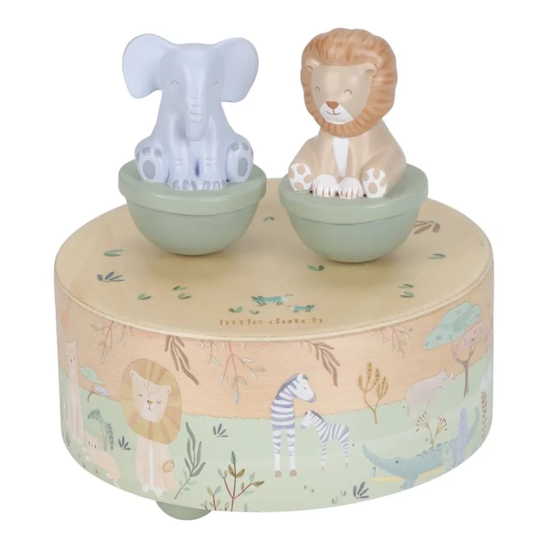 Houten Muziekdoosje Little Dutch Safari Friends Groen van Little Dutch – productfoto