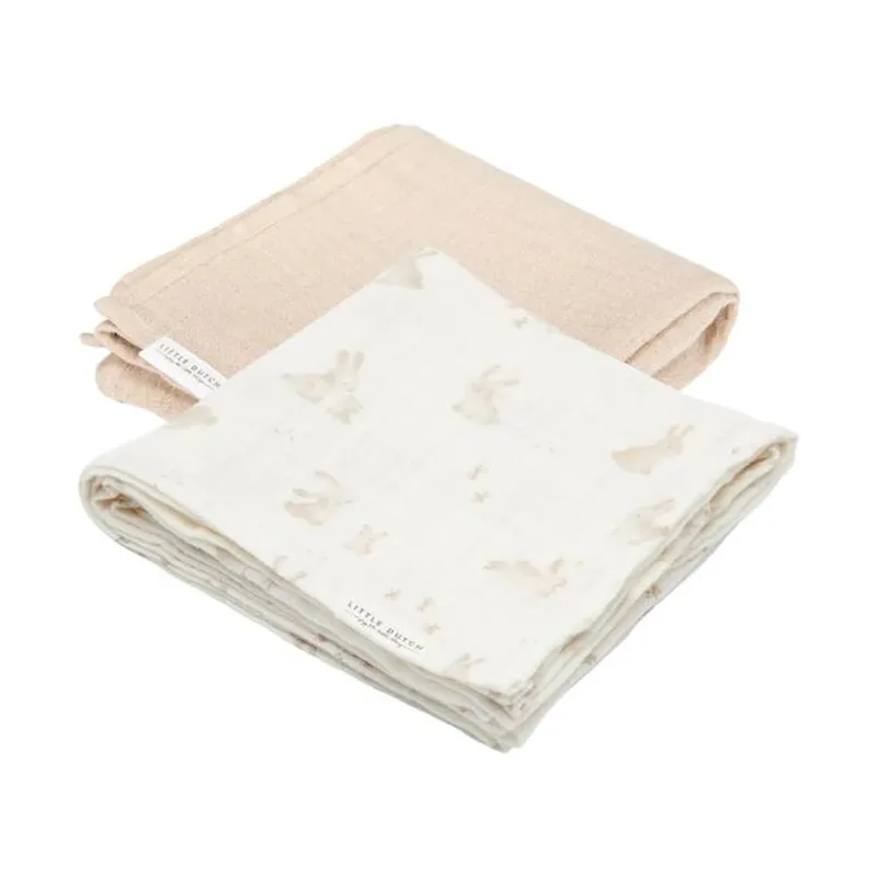 Hydrofiele Doek / Tetradoek 70x70 Cm - Baby Bunny / Beige by Little Dutch – product photo