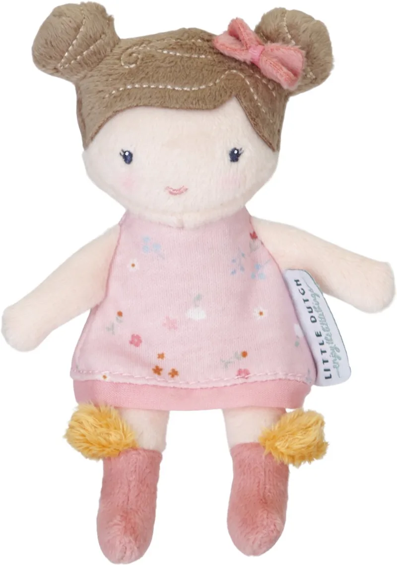Little Pink Flowers Knuffelpop - Rosa - 10 cm de Little Dutch en Roze Jurk – photo produit