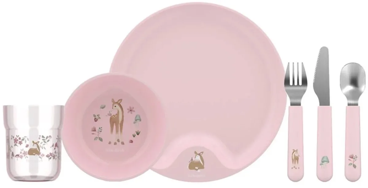 Mepal Mio Kinderservies set Little Dutch - 6-delig - Kraamcadeau - Kinderservies - Fairy Garden de Little Dutch en Rose – photo produit