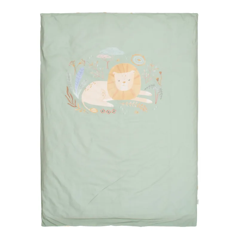 Safari Leo Dekbedovertrek - 120 x 150 cm van Little Dutch in Groen – productfoto 3 van 4