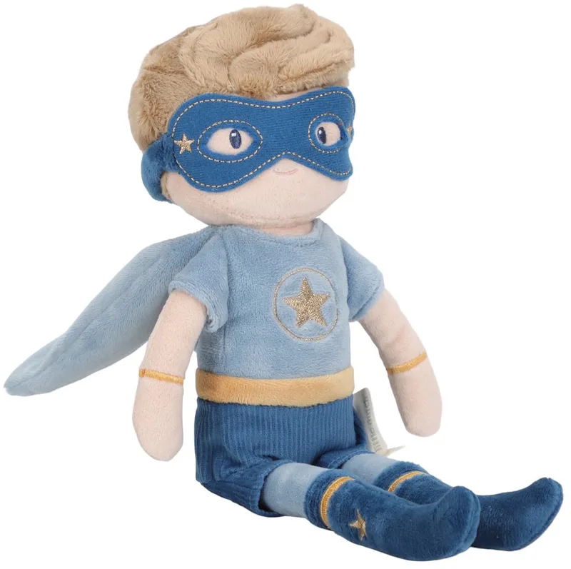 Superhero Knuffelpop Jim - 35 cm de Little Dutch en Bleu – photo produit