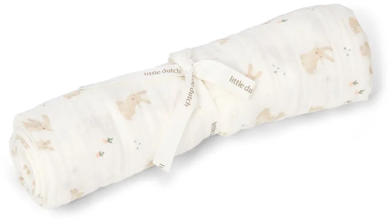 Swaddle - 120 cm - Newborn Naturals - Baby Bunny by Little Dutch in White – product photo