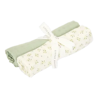 Swaddle Doek Little Dutch Blueberry Leaves & Sage 70x70 2st by Little Dutch – product photo 1 of 2