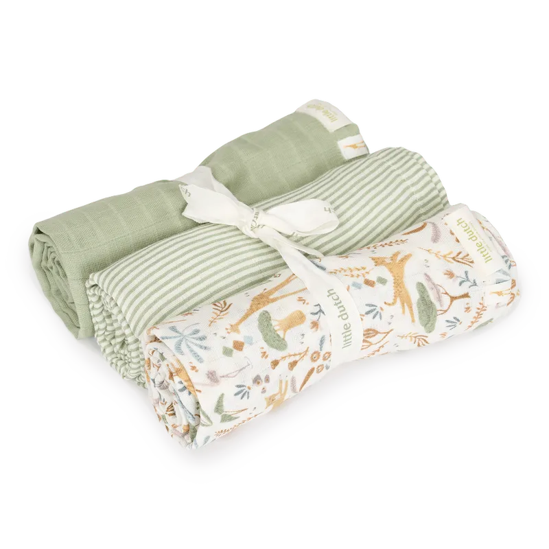 Swaddle Doek Little Dutch Safari Wonders 70x70 3st de Little Dutch – photo produit