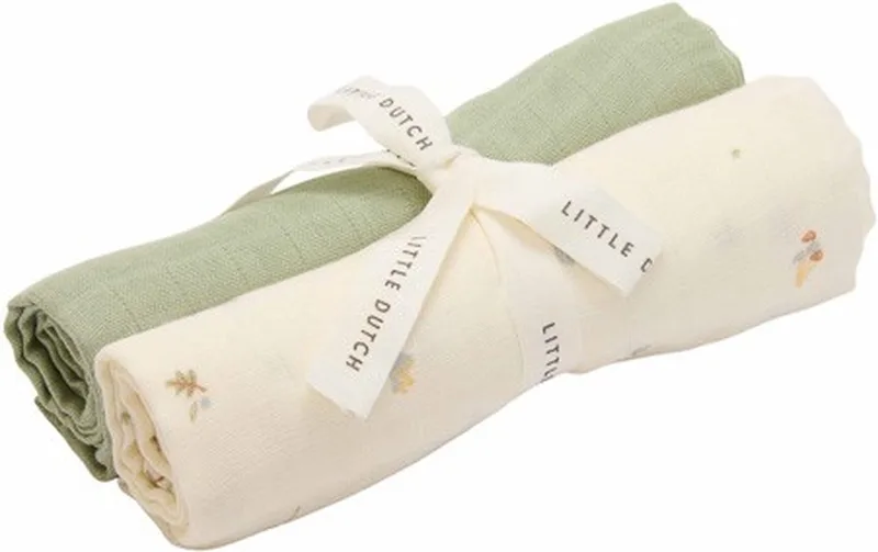 Swaddle - Wit - Forest Friends - Forest Treasures by Little Dutch in Wit en Groen – product photo