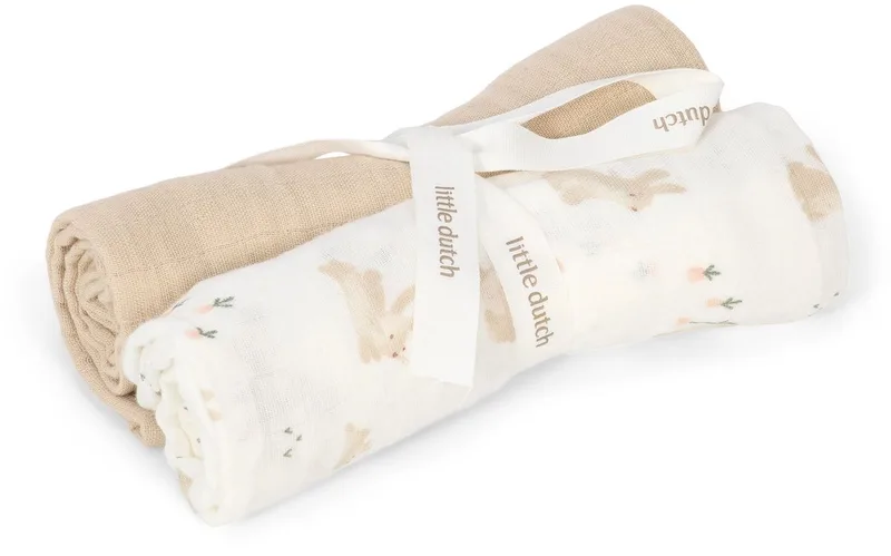 Swaddle - Wit - Newborn Naturals - Baby Bunny by Little Dutch in Wit – Baby Bunny – product photo