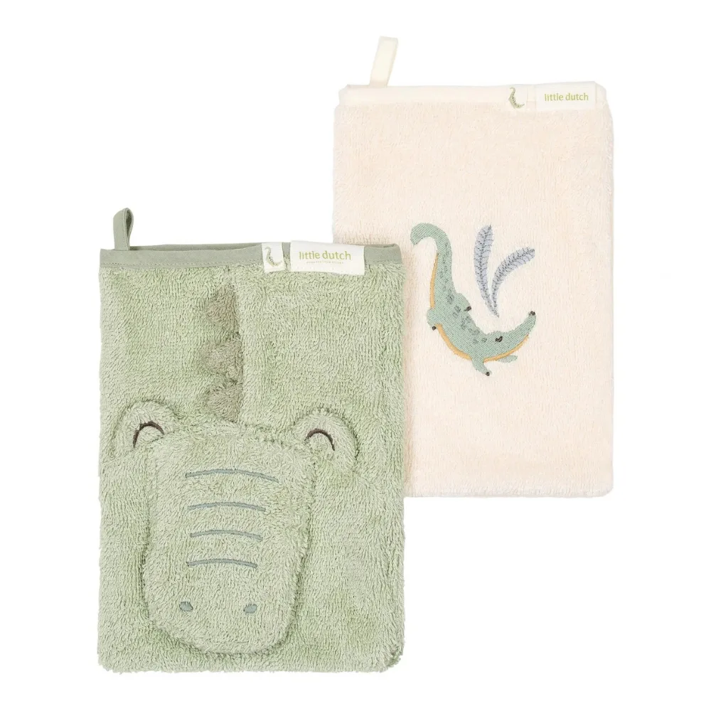 Washandjes Little Dutch Safari Friends Krokodil Groen 2 stuks fra Little Dutch – produktbillede