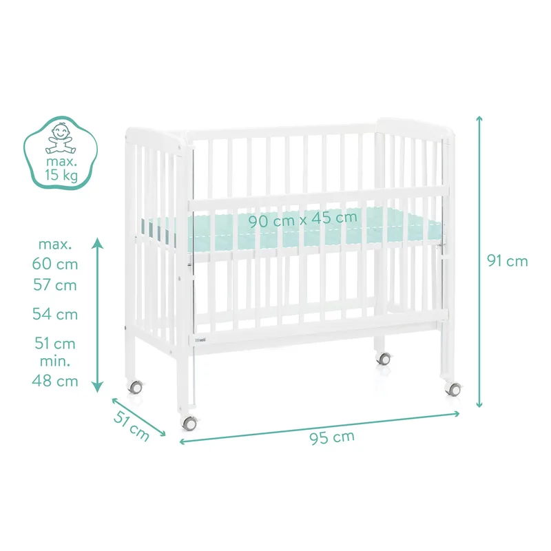 Beistellbett Nino 90x45 cm van littleworld in Wit, 95 × 51 × 91 mm – productfoto 2 van 3