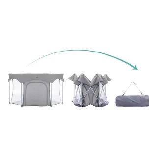 Laufgitter Luxus 6-eckig mit einfacher Klappfunktion de littleworld en Gris – photo produit 2 sur 3