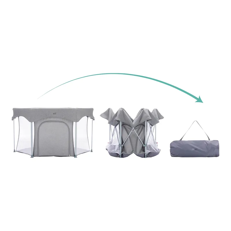 Laufgitter Luxus 6-eckig mit einfacher Klappfunktion de littleworld en Gris – photo produit 2 sur 3