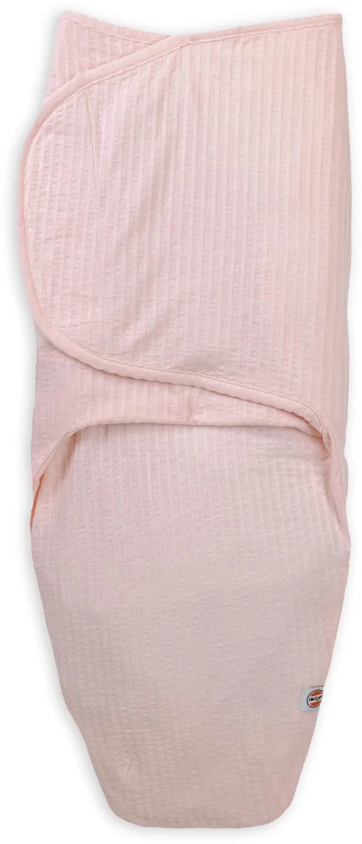 Bundler - Inbakerslaapzak - 0.3 TOG - 60cm (0-4M) - Seersucker Katoen - Inbakerdoek by Lodger in Pink – product photo
