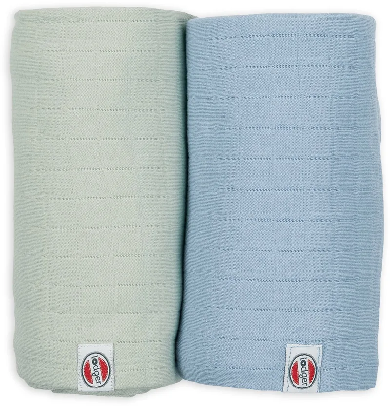 Swaddler - Hydrofiele Doeken - Groen/Blauw - 110x110cm - 2 stuks - Biologisch Katoen - Hydrofiele Luier by Lodger in Green – product photo